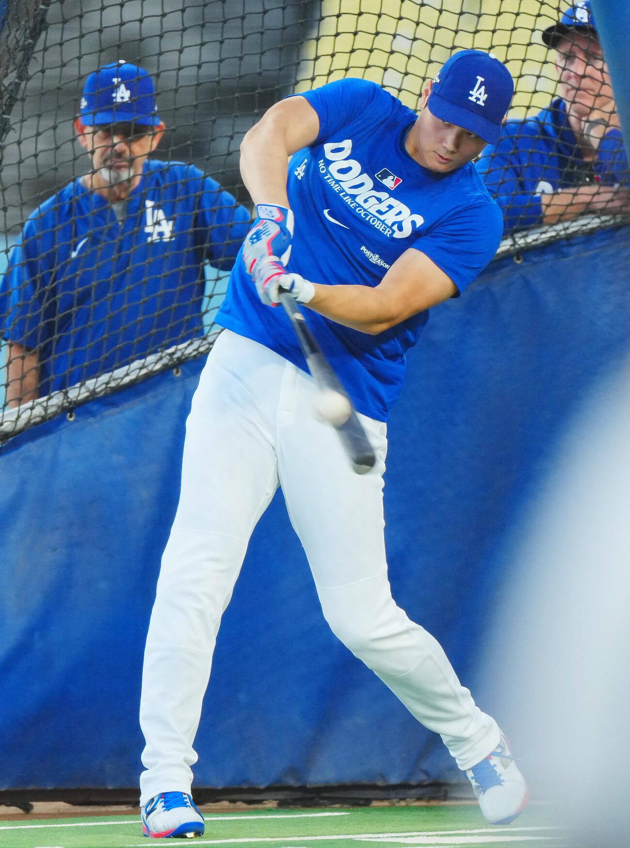 前日練習で屋外打撃練習を行うドジャース大谷翔平（撮影・垰建太）