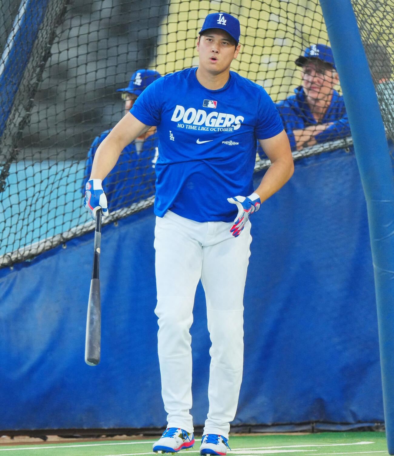 前日練習で屋外打撃練習を行うドジャース大谷翔平（撮影・垰建太）