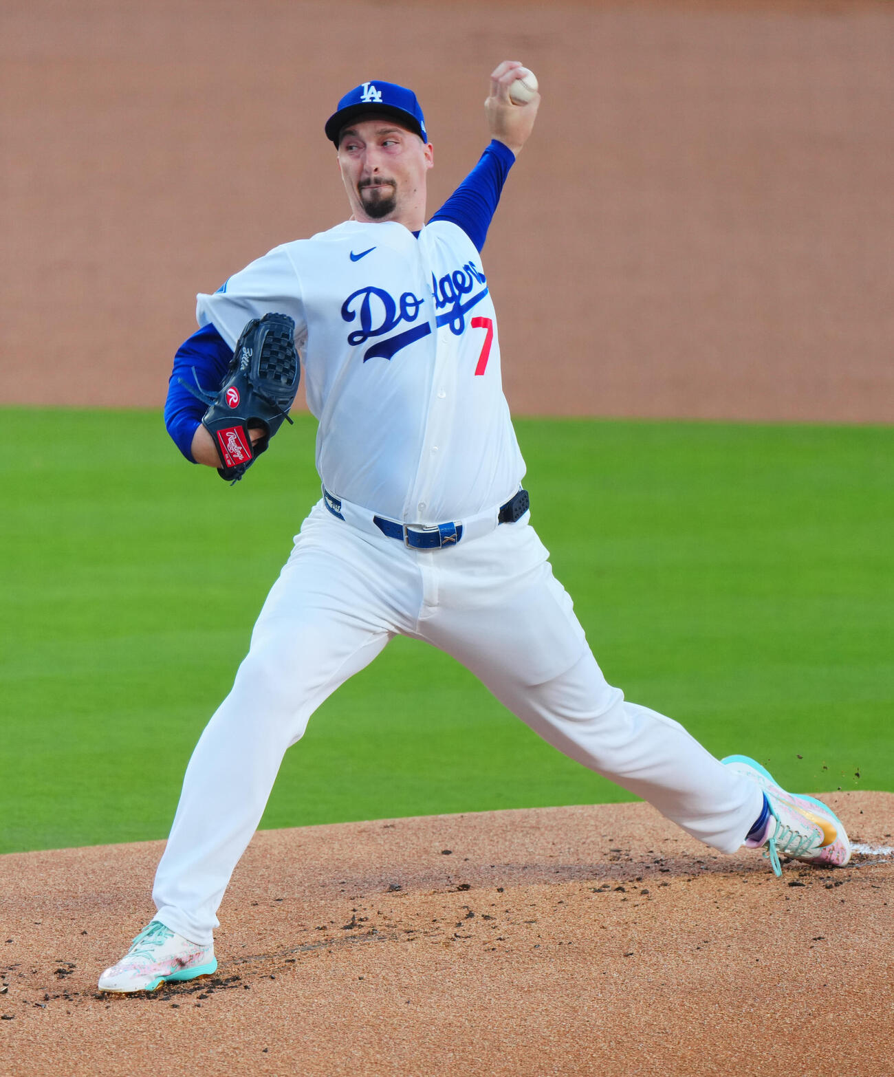 ドジャース対ブルワーズ　力投すドジャース先発ブレーク・スネル（撮影・垰建太）