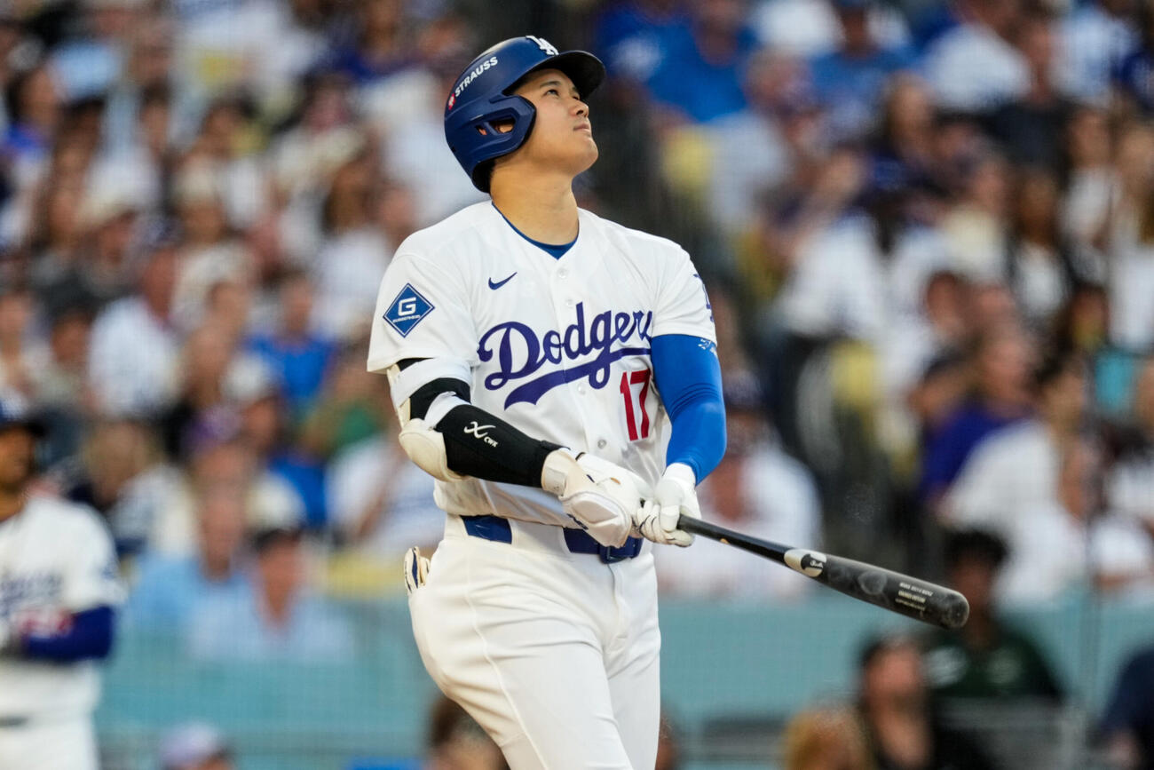 2回、右中間へ3ランを放ったドジャース大谷(AP)