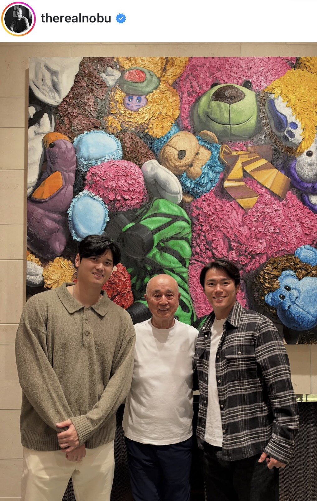 松久信幸シェフがインスタグラムに公開したドジャース大谷翔平投手と山本由伸投手との写真