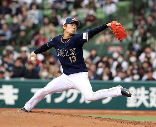 西武対オリックス　先発し力投するオリックス山岡（撮影・鈴木正人）