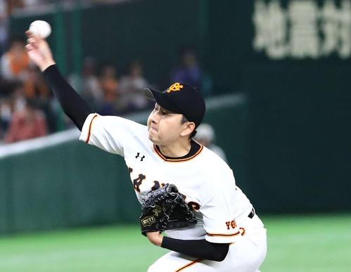 巨人対中日　巨人先発の野上（撮影・江口和貴）