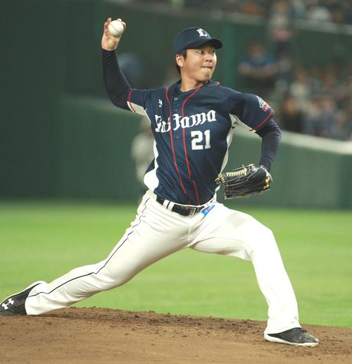日本ハム対西武　先発で登板し力投する西武十亀（撮影・中島郁夫）