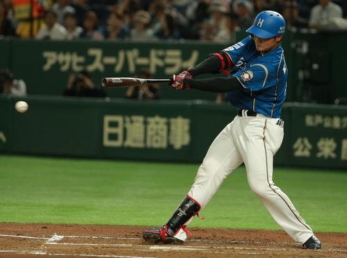 日本ハム対西武　２回裏日本ハム１死一、二塁、二塁ゴロに倒れる清宮（撮影・中島郁夫）