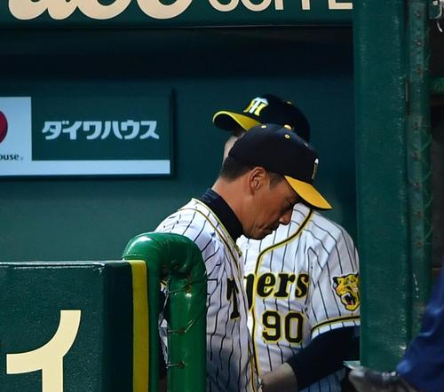 阪神対ＤｅＮＡ　ＤｅＮＡに敗れ厳しい顔で引き揚げる金本監督（撮影・清水貴仁）