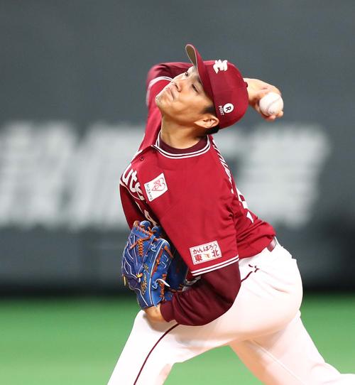 日本ハム対楽天 楽天先発の則本(撮影・黒川智章)