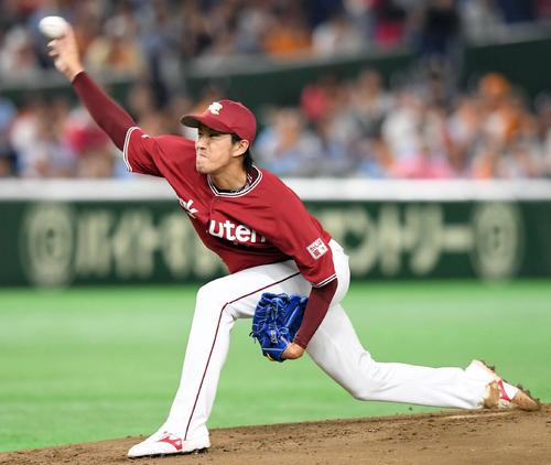 巨人対楽天　楽天の先発岸（撮影・ たえ 見朱実）
