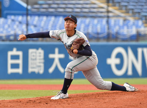 京都学園大対日大国際関係学部　先発した京都学園大・川瀬航作（撮影・柴田隆二）