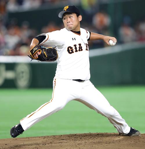 巨人対西武　力投する巨人先発の田口（撮影・浅見桂子）