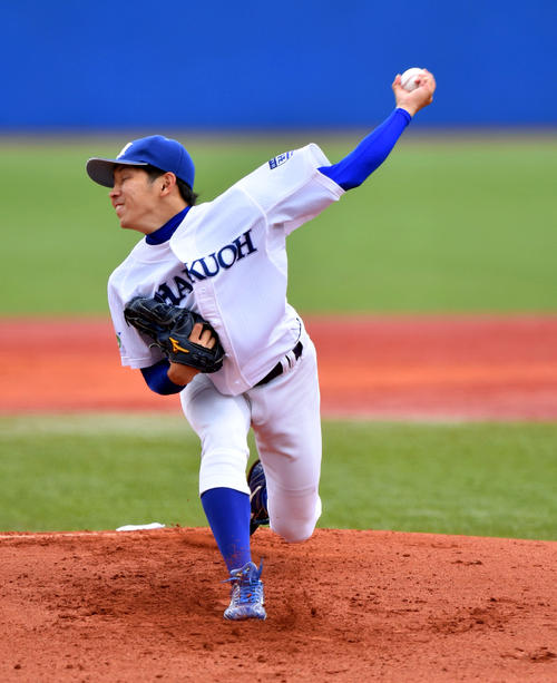 白 鴎 大対東北福祉大 先発で力投する白 鴎 大・山田啓(撮影・滝沢徹郎)