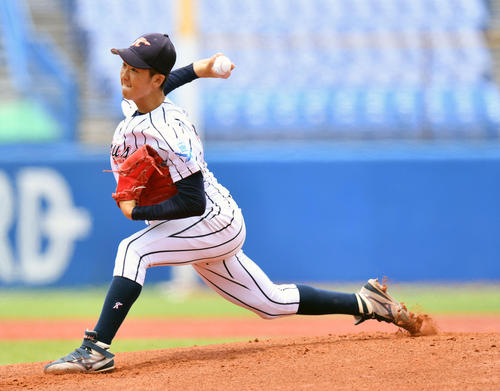 慶大対東日本国際大 先発で力投する東日本国際大・船迫(撮影・滝沢徹郎)