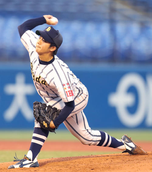 国際武道大対九産大　国際武道大先発の平川（撮影・垰建太）