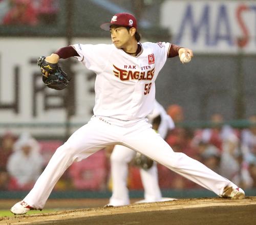 阪神戦に先発する楽天辛島（撮影・加藤哉）