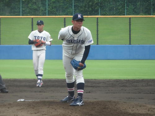 侍ジャパン大学代表選考合宿の紅白戦に登板した国学院大・清水（撮影・久保賢吾）
