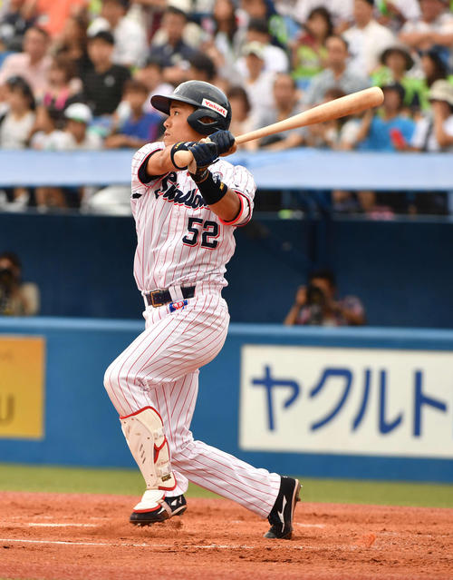 ヤクルト中村悠平(2018年6月9日撮影)
