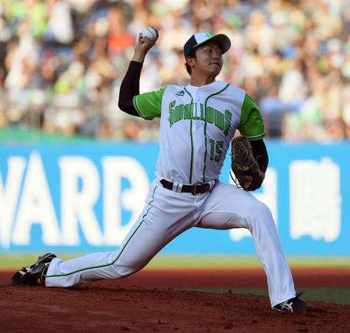 ヤクルト２番手の大下佑馬（撮影・宮崎幸一）