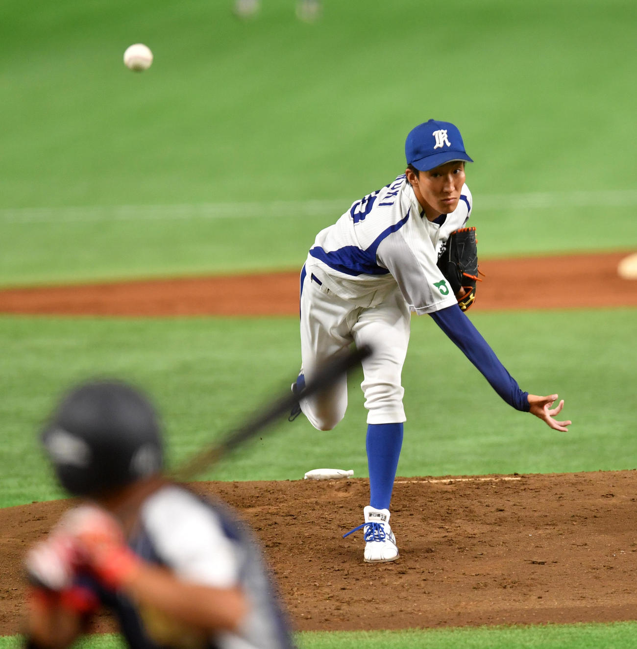 新日鉄住金鹿島対日本新薬 先発した新日鉄住金鹿島の大貫(撮影・柴田隆二)
