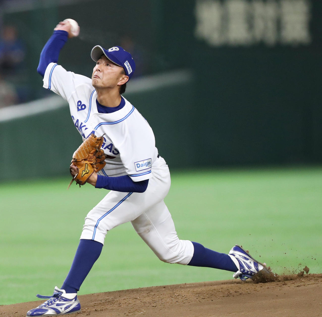 大阪ガス対三菱重工神戸・高砂 大阪ガス先発の温水(撮影・垰建太)
