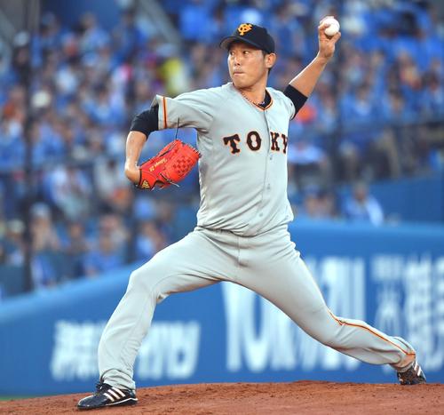 巨人先発で力投する内海（撮影・滝沢徹郎）