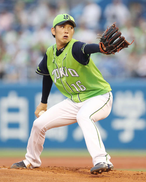 力投するヤクルト先発の原（撮影・河野匠）