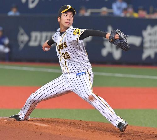 阪神先発の小野泰己（撮影・上田博志）