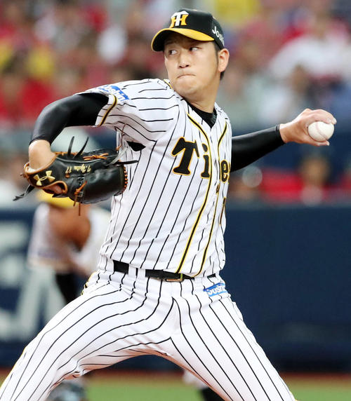 広島戦に先発する岩貞(撮影・加藤哉)