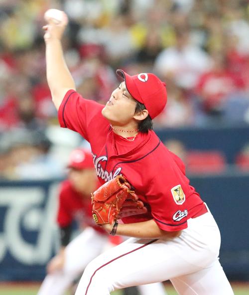 阪神戦に先発する九里（撮影・加藤哉）