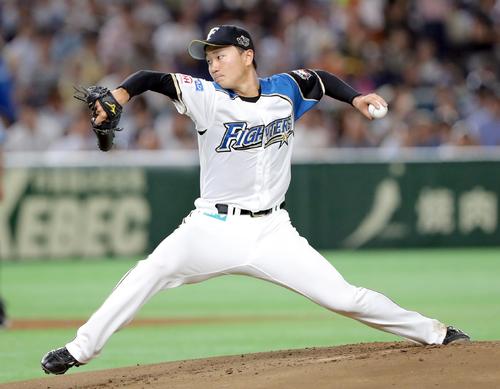 日本ハム先発の宮台(撮影・佐藤翔太)