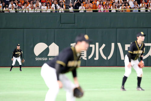 巨人対阪神　8回裏巨人無死、この回から中堅の守備位置に就く植田（撮影・加藤哉）