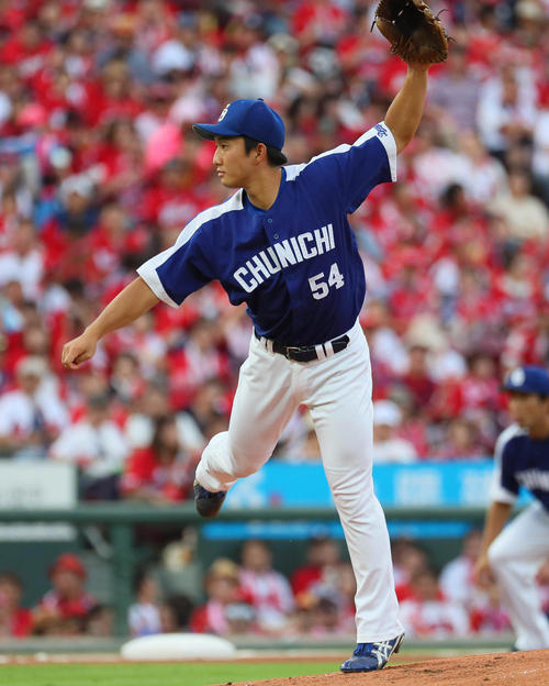 広島対中日　中日先発の藤嶋健人（撮影・宮崎幸一）