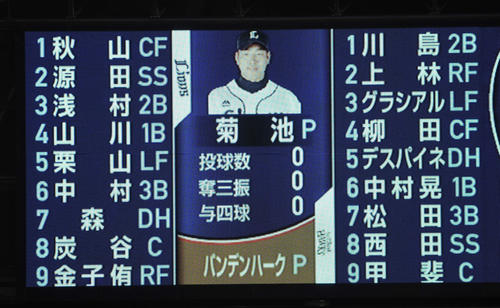 CSファイナルステージ第1戦　西武対ソフトバンクのスタメン（撮影・鈴木みどり）