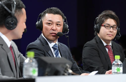 eBASEBALLの解説をした谷繁元信氏（撮影・たえ見朱実）