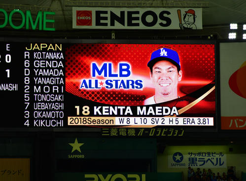 13日の試合の予告先発が発表される（撮影・清水貴仁）