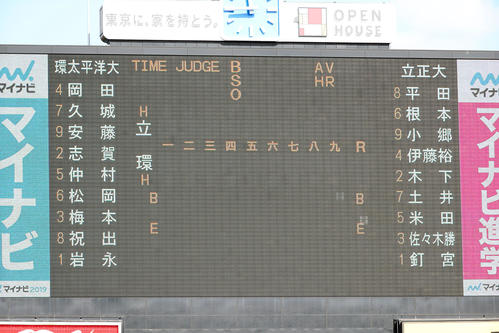 立正大対環太平洋大　両チームスタメン（撮影・垰建太）