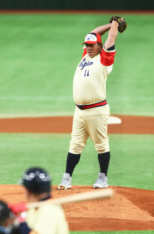 全セ対全パ 全パ先発の野茂氏(撮影・足立雅史)
