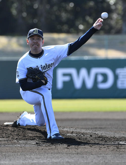 オリックスキャンプにテスト参加している成瀬はシート打撃に登板（撮影・渦原淳）