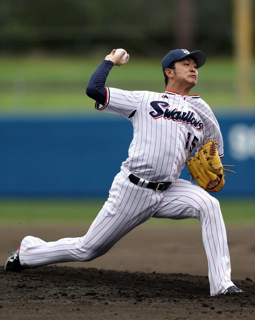練習試合ヤクルト対KIA ヤクルト2番手で登板する大下(撮影・狩俣裕三)
