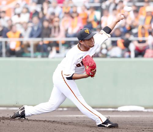 巨人対日本ハム　巨人先発の田口（撮影・黒川智章）