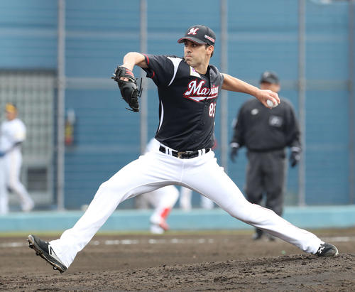 ソフトバンク対ロッテ 5回にロッテ2番手で登板したブランドン(撮影・河野匠)