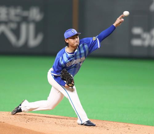 日本ハム対DeNA　DeNA先発の石田（撮影・黒川智章）