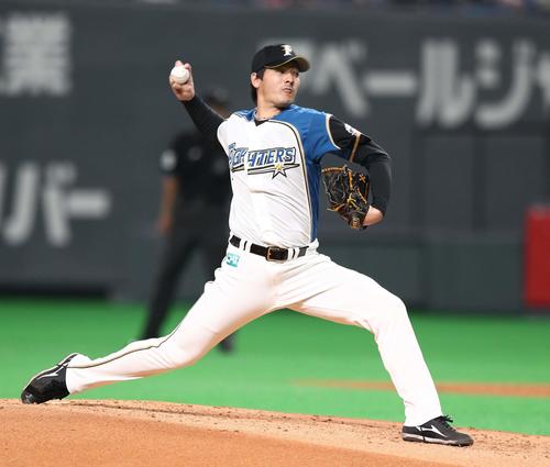 日本ハム対DeNA　3回に登板の有原（撮影・黒川智章）