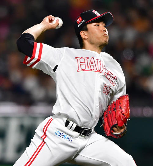 ソフトバンク対阪神　ソフトバンク先発千賀滉大（撮影・清水貴仁）