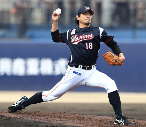 日本ハム対ロッテ　ロッテ先発の涌井（撮影・江口和貴）