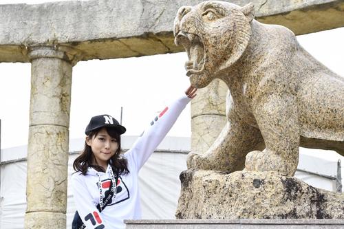 2月に沖縄キャンプ巡りした河野万里奈（撮影＝戸嶋ルミ）