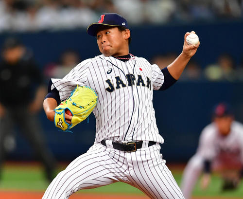 日本対メキシコ　5回から登板する田口麗斗（撮影・清水貴仁）＝2019年3月10日、京セラドーム大阪