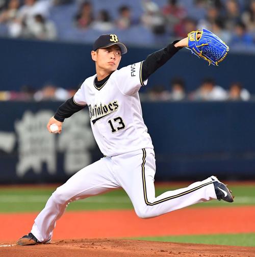 オリックス対楽天　オリックス先発の山岡（撮影・上田博志）