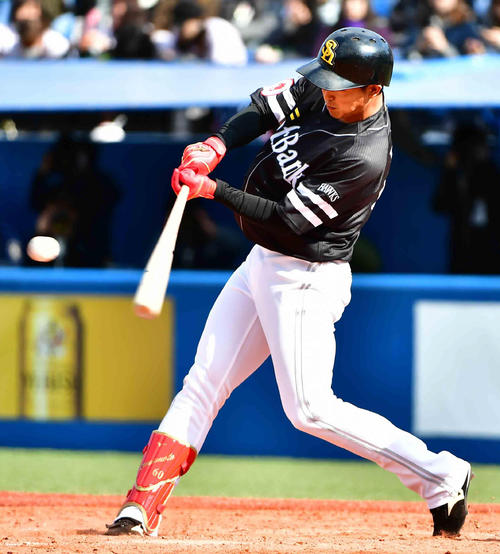 ソフトバンク釜元豪（2019年3月17日撮影）