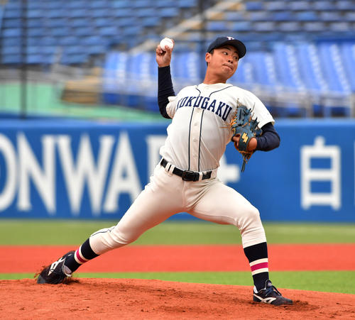 立正大対国学院大　先発した国学院大・横山（撮影・柴田隆二）