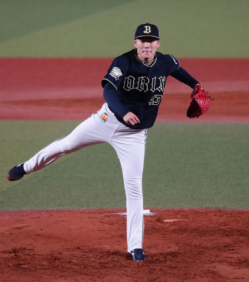ロッテ対オリックス　力投するオリックス先発の山本（撮影・丹羽敏通）